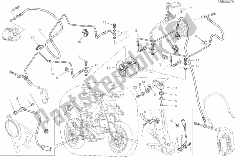 Tutte le parti per il Sistema Di Frenatura Antibloccaggio (abs) del Ducati Hypermotard Brasil 821 2014